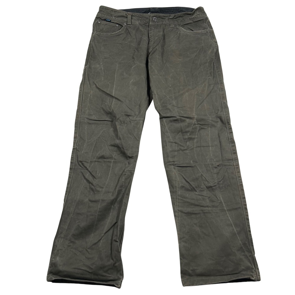 Kuhl Canvas Work Pants Mens 36x32 Brown Articulated Knee Rugged Utility Trousers